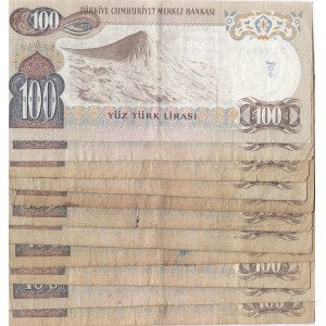 Turkey, 100 Lira, 1972-1979, FINE / VF, p189, (Total 19 banknotes)
