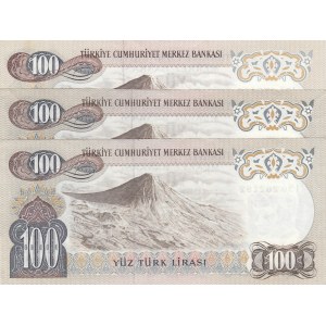 Turkey, 100 Lira, 1979-1983, AUNC, p189, (Total 3 banknotes)