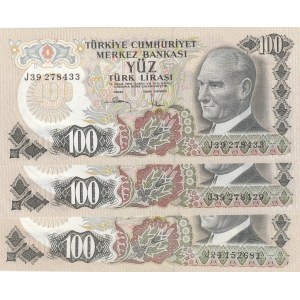 Turkey, 100 Lira, 1983, UNC, p189, (Total 3 banknotes)
