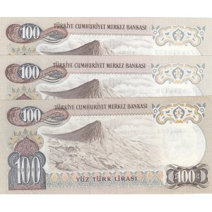 Turkey, 100 Lira, 1983, UNC, p189, (Total 3 banknotes)