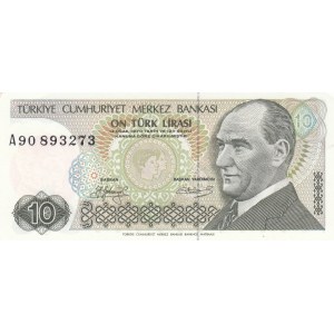 Turkey, 10 Lira, 1979, UNC, p192, A90