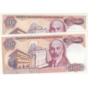Turkey, 100 Lira, 1984, UNC, p194, (Total 2 banknotes)
