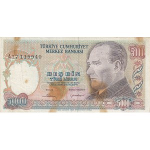 Turkey, 5.000 Lira, 1981, VF p196A
