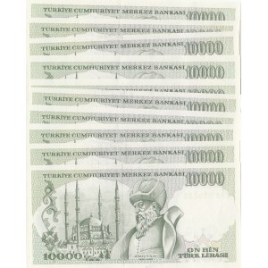 Turkey, 10.000 Lira, 1993, UNC, p200, (Total 10 banknotes)