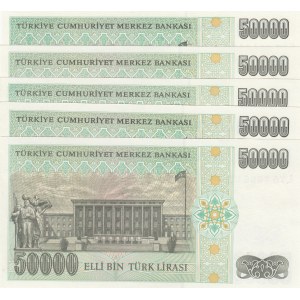 Turkey, 50.000 Lira, 1995, UNC, p204, (Total 5 banknotes)