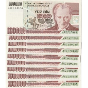 Turkey, 100.000 Lira, 1996, UNC, p205c, (Total 10 banknotes)