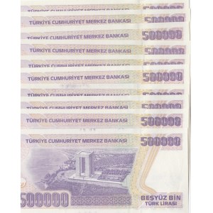 Turkey, 500.000 Lira, 1997, UNC, p212, (Total 10 banknotes)