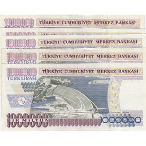 Turkey, 1.000.000 Lİra, 1995, XF / AUNC, p209a, (Total 5 banknotes)
