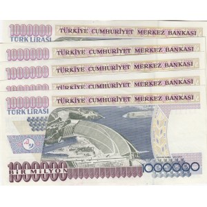 Turkey, 1.000.000 Lira, 1995, UNC, p209a, (Total 5 banknotes)