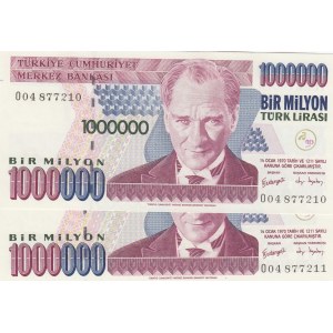 Turkey, 1.000.000 Lira, 2002, UNC, p209a, (Total 2 consecutive banknotes)
