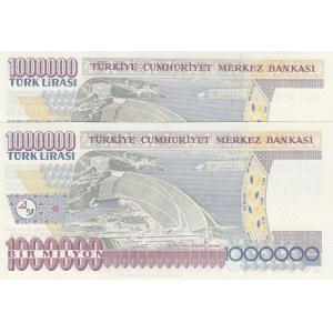 Turkey, 1.000.000 Lira, 2002, UNC, p209a, (Total 2 consecutive banknotes)