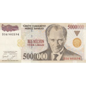 Turkey, 5.000.000 Lira, 1997, AUNC, p210b