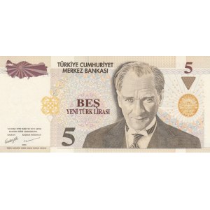 Turkey, 5 New Turkish Lira, 2005, UNC, p217