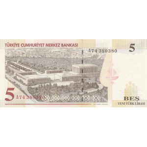 Turkey, 5 New Turkish Lira, 2005, UNC, p217, NICE NUMBER