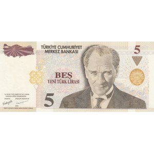 Turkey, 5 New Turkish Lira, 2005, UNC, p217, NICE NUMBER