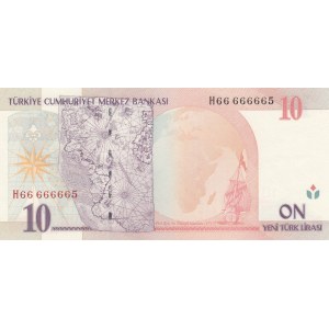 Turkey, 10 New Turkish Lira, 2005, UNC, p218, NICE NUMBER