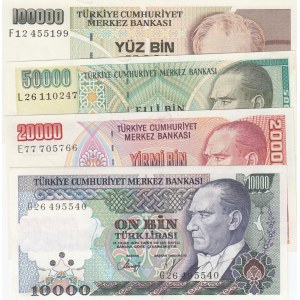 Turkey, total 4 banknotes, UNC, 6. Emission