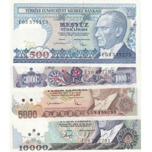 Turkey, 4 UNC banknot, all 7. Emission