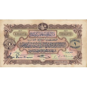 Turkey, Ottoman Empire, 1 Lira, 1914, XF (-), p68, Tristram - Nias / Ferid