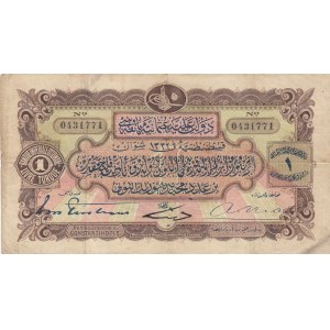 Turkey, Ottoman Empire, 1 Lira, 1914, XF (-), p68, Tristram - Nias / Ferid