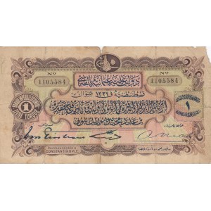 Turkey, Ottoman Empire, 1 Lira, 1914, POOR, p68, Tristram - Nias / Ferid