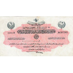 Turkey, Ottoman Empire, 1/2 Lira, 1915, VF, p72, Talat / Cavid