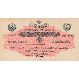 Turkey, Ottoman Empire, 1/2 Lira, 1915, XF (-), p72, Talat / Cavid