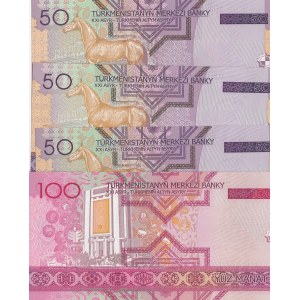 Turkmenistan, 50 Manat and 100 Manat, 2005, UNC, p17 / p18, (Total 4 banknotes)