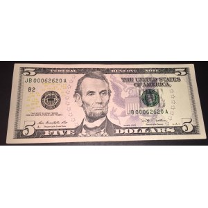 United States Of America, 5 Dollars, 2009, XF, p531
