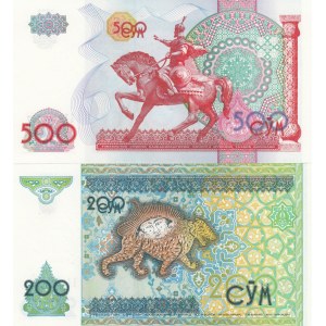Uzbekistan, 200 and 500 Som, 1997/1999, UNC, p80- p81, (Total 2 banknotes)