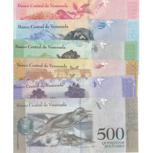 Venezuela, 500 Bolivares, 1000 Bolivares, 2000 Bolivares, 5000 Bolivares, 10000 Bolivares and 20000 Bolivares, 2016-2017, UNC, (Total 6 banknotes)