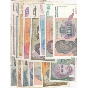 Yugoslavia, 50 Dinara, 100 Dinara (3), 1000 Dinara, 5.000 Dinara (3), 10.000 Dinara, 20.000 Dinara, 50.000 Dinara (3), 100.000 Dinara, 5.000.000 Dinara, 10.000.000 Dinara, FINE / XF, (Total 16 banknotes)