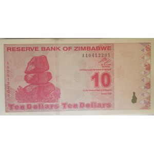 Zimbabwe, 10 Dollars, 2009, UNC, p94, BUNDLE