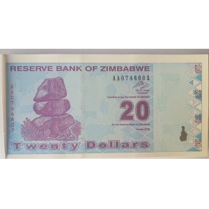 Zimbabwe, 20 Dollars, 2009, UNC, p95, BUNDLE