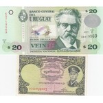 Sweden, 20 Kronor, 2015; Hungary 500 Forint 2018; Costa Rica 1000 Colones 2009 and Uruguay 20 Pesos 2011, Burma 1 Kyat 1958, UNC, (Total 5 banknotes)