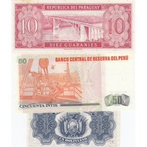 Mix Lot, 3 Latina America UNC banknotes