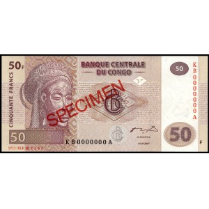 Congo. 50 Francs 2007 Specimen