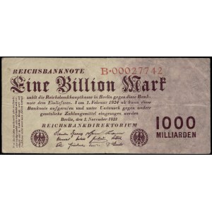 Germany. 1 Trillion Marks Billion 1923
