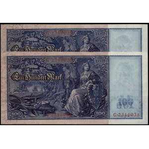 Germany. Berlin 100 Marks 1910 Red Seal Consecutive Pair