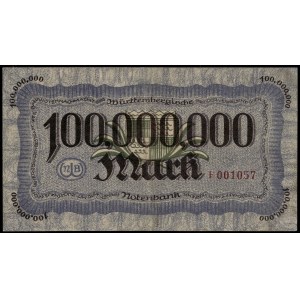 Germany. Wurttemberg 100 Million Mark 1923