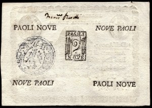 Itálie. 9 Paoli 1798 Římská sesterská republika