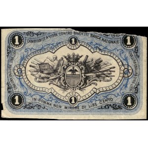 Italy. Voghera 1 Lira 1871 Provincial Bank Rare