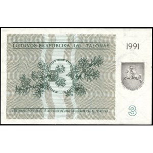 Lithuania. 3 Talonas 1991