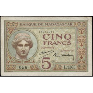 Madagascar. 5 Francs 1937