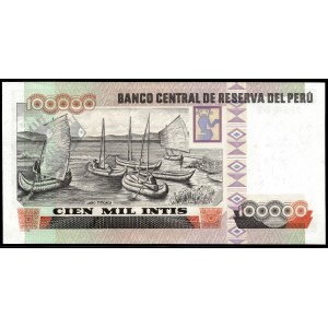 Peru. 100000 Intis 1989 Prefix ZA Replacement