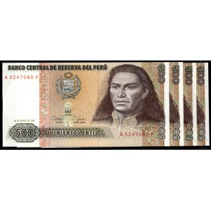 Peru. 500 Intis 1987 4 Pcs
