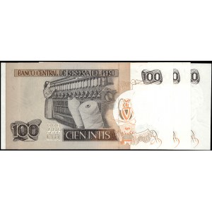 Peru. 100 Intis 1987 3 Pcs