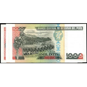 Peru. 1000 Intis 1988 3 Pcs