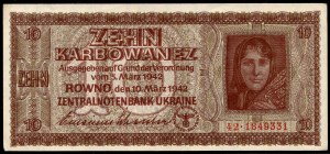 Ukrajina. 10 Karbowanez 1942 Německá okupace