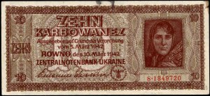 Ukrajina. 10 Karbowanez 1942 Německá okupace